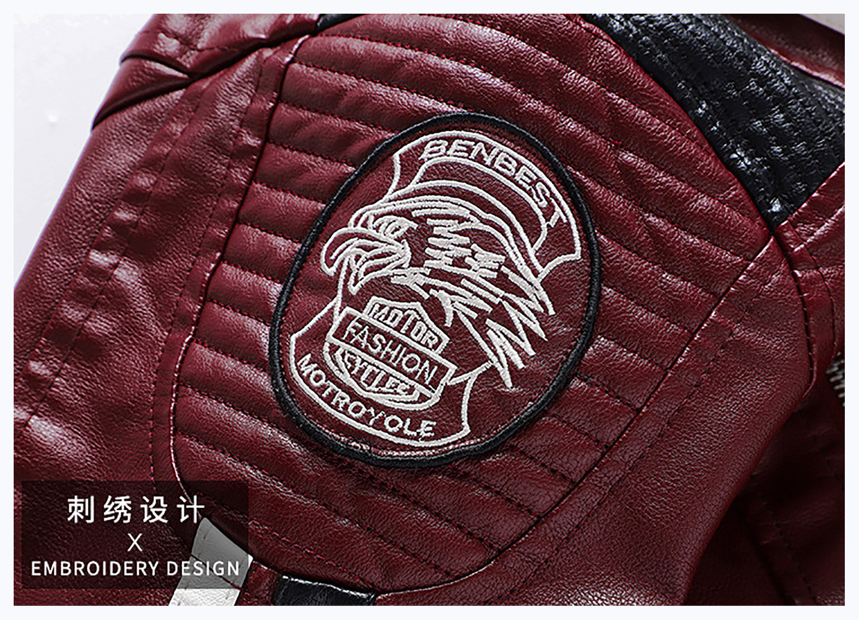 Red Cashmere Leather Jacket Bensbest Patch